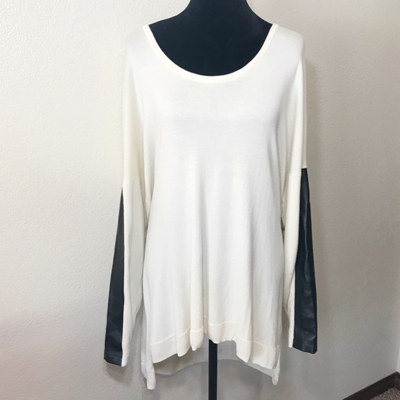 torrid Sweaters - [Torrid] Faux leather sleeve sweater cream size 3X